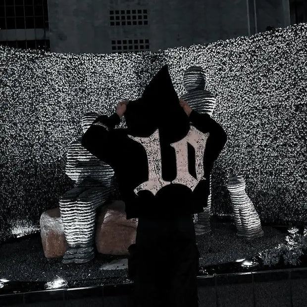 Harajuku Gothic Patchwork Embroidered Oversized Hoodies