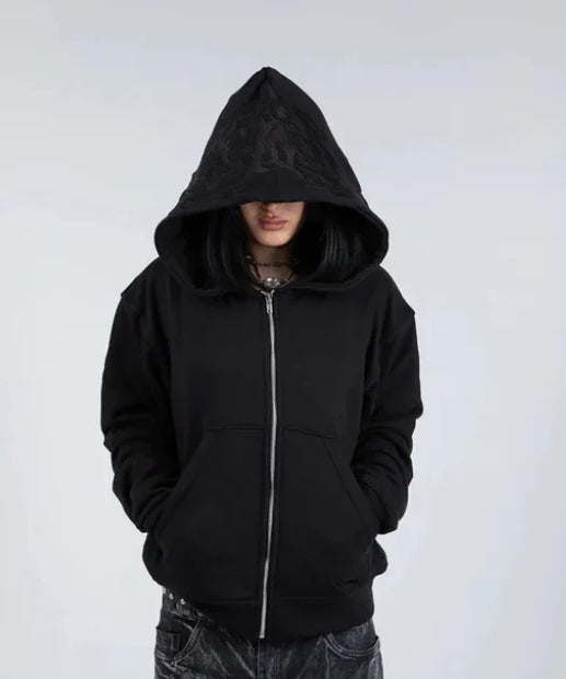 washed distressed patch hoodie