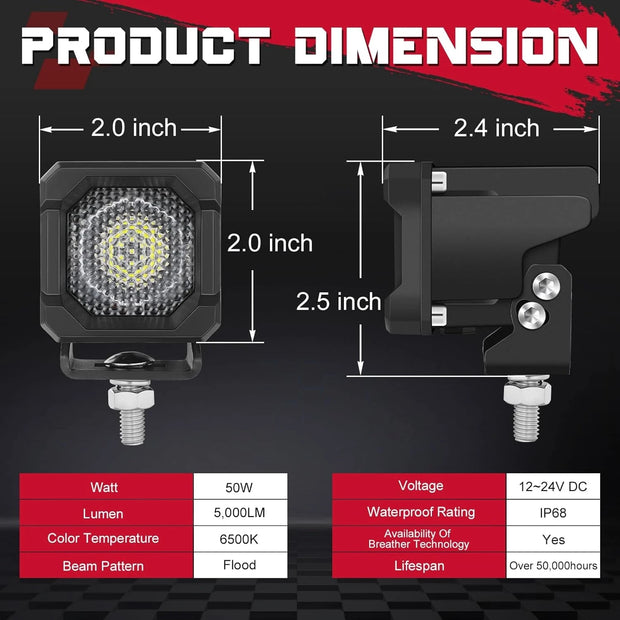 Pair 2 LED Fog Driving 4x4 Off Road Lights