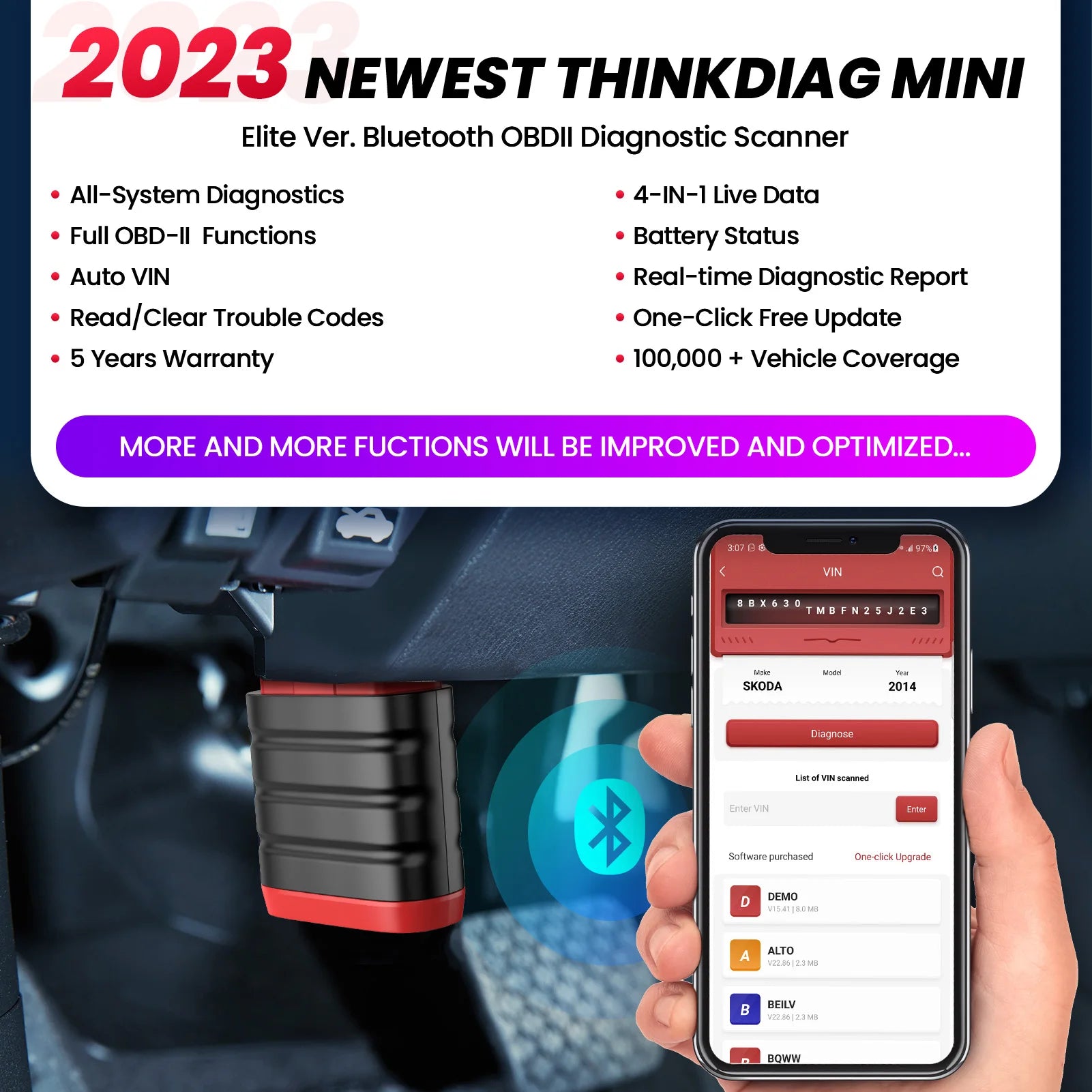 THINKCAR Mini Bluetooth OBD2 Scanner Diagnostic Tool