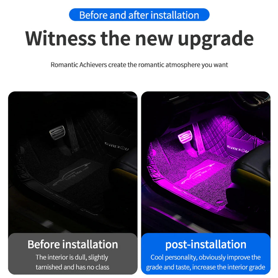 LED Car Interior Ambient Backlight Remote App Music Control