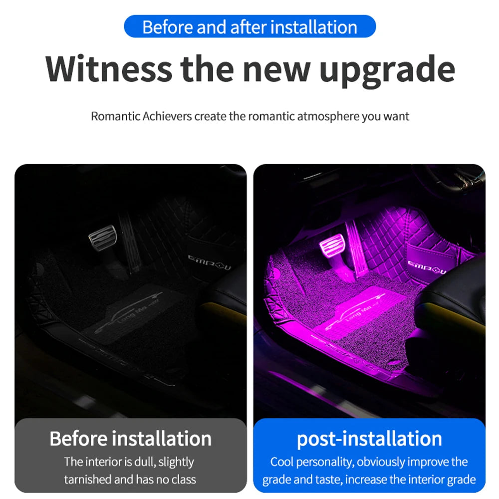 LED Car Interior Ambient Backlight Remote App Music Control
