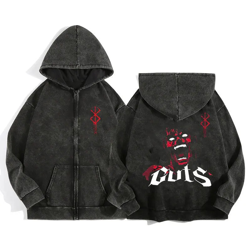 Berserk Wash Zip Up Hoodie