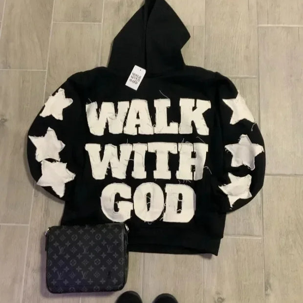 Harajuku Geometric Embroidery  Hoodies