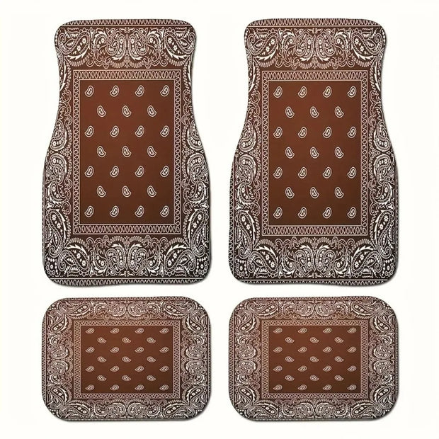4Pcs Bohemian Car Floor Mats Back Persian Carpet