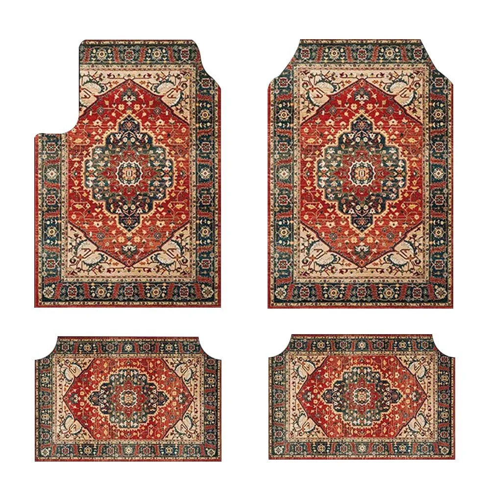 4Pcs/Set Bohemian Car Floor Mats Heavy Duty Rubber Back Car Floor Protector