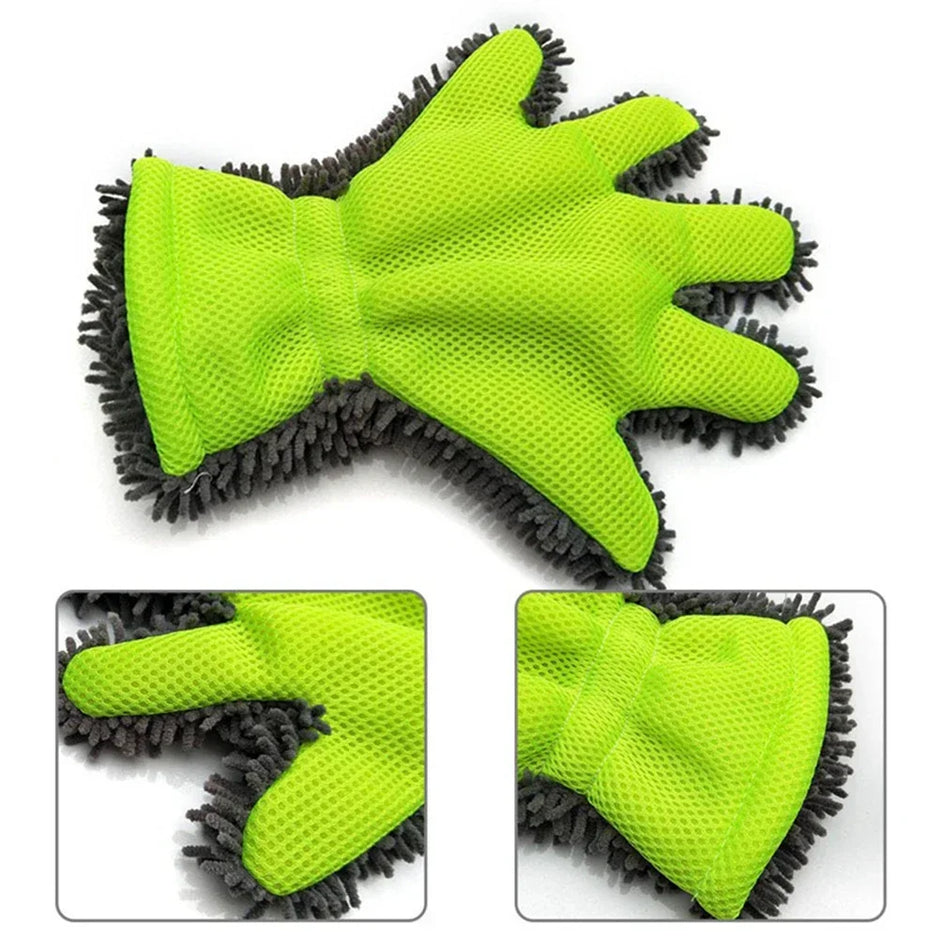 5-Finger Soft Car Washing Gloves – Cleaning Brush for Car & Motorcycle