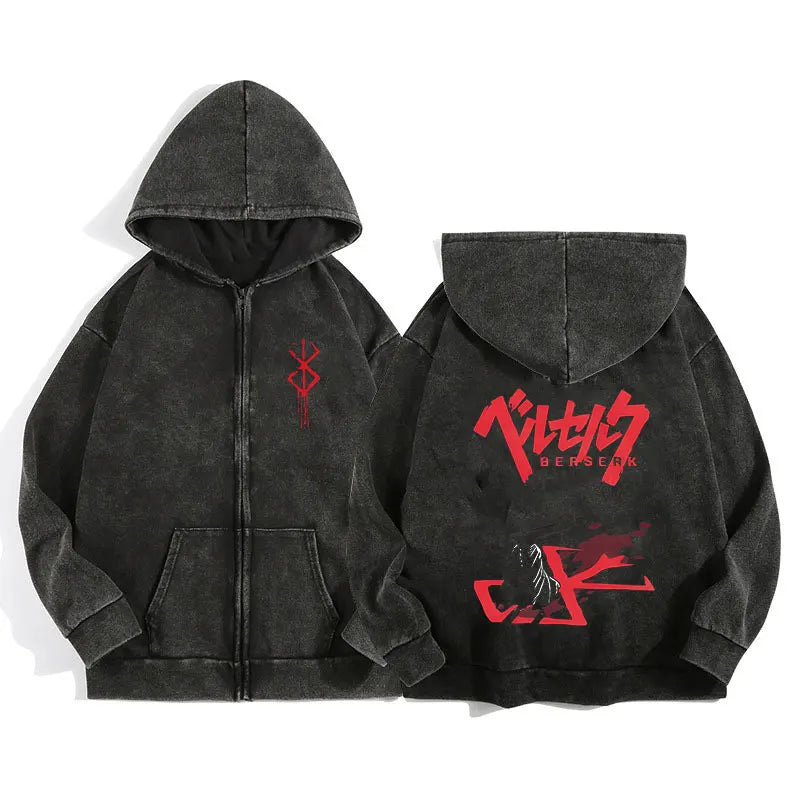 Berserk Wash Zip Up Hoodie
