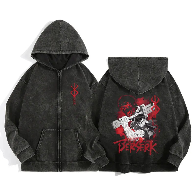 Berserk Wash Zip Up Hoodie