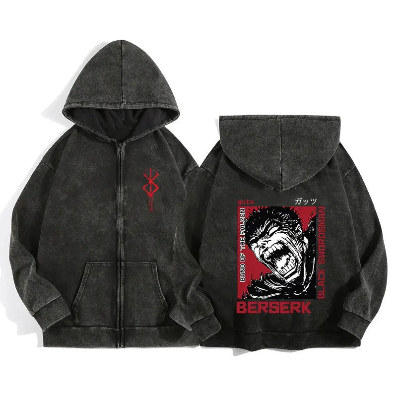 Berserk Wash Zip Up Hoodie