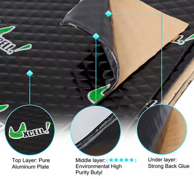 Car Sound Deadener Butyl Rubber Heat Insulation 34pcs 400x250mm