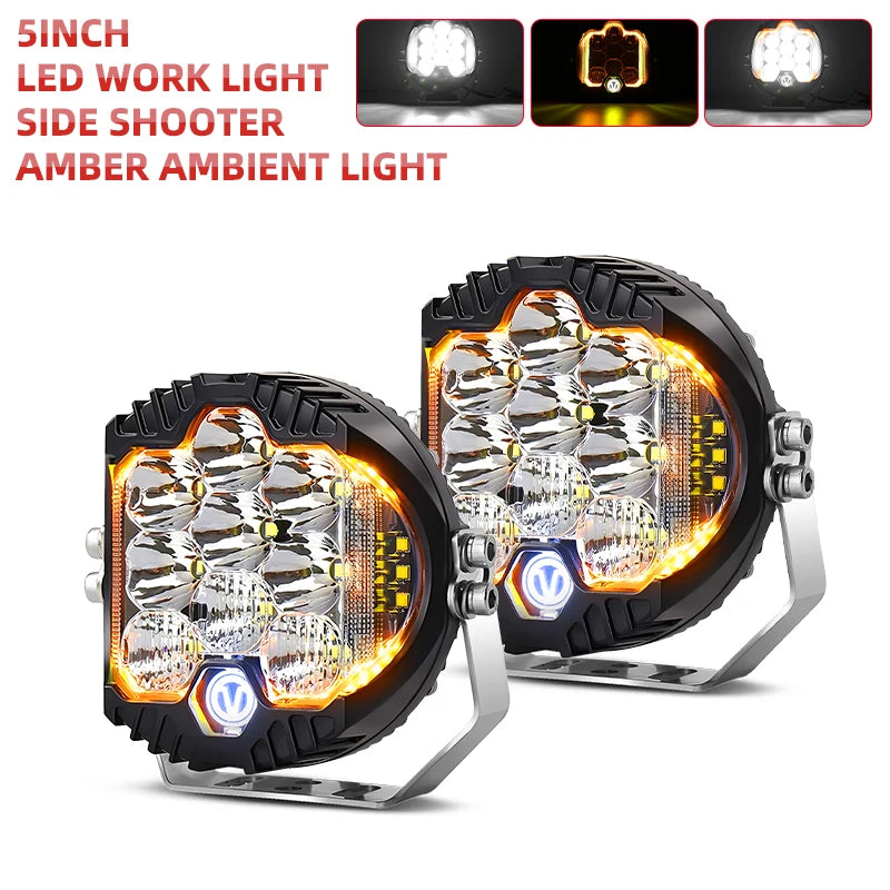 HL Side Shooter 5inch LED 6500K  4x4 Truck Fog Light 12V 24V