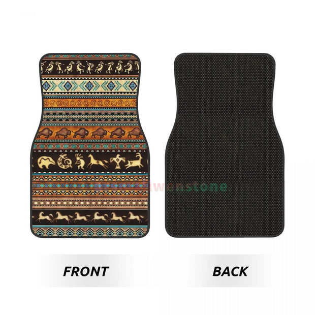 Vintage Boho Ethnic Pattern 4PCS Crystal Velvet Car Floor Mat