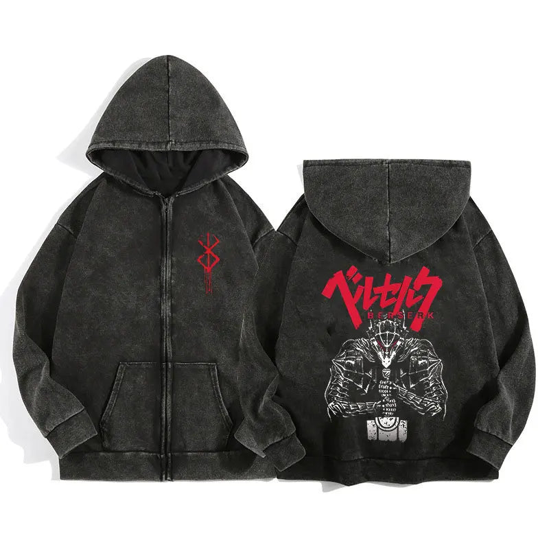 Berserk Wash Zip Up Hoodie