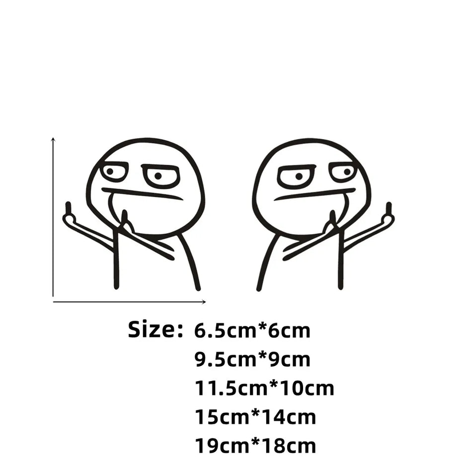 2PCS Car Stickers Middle Finger Motorcycle Helmet D2