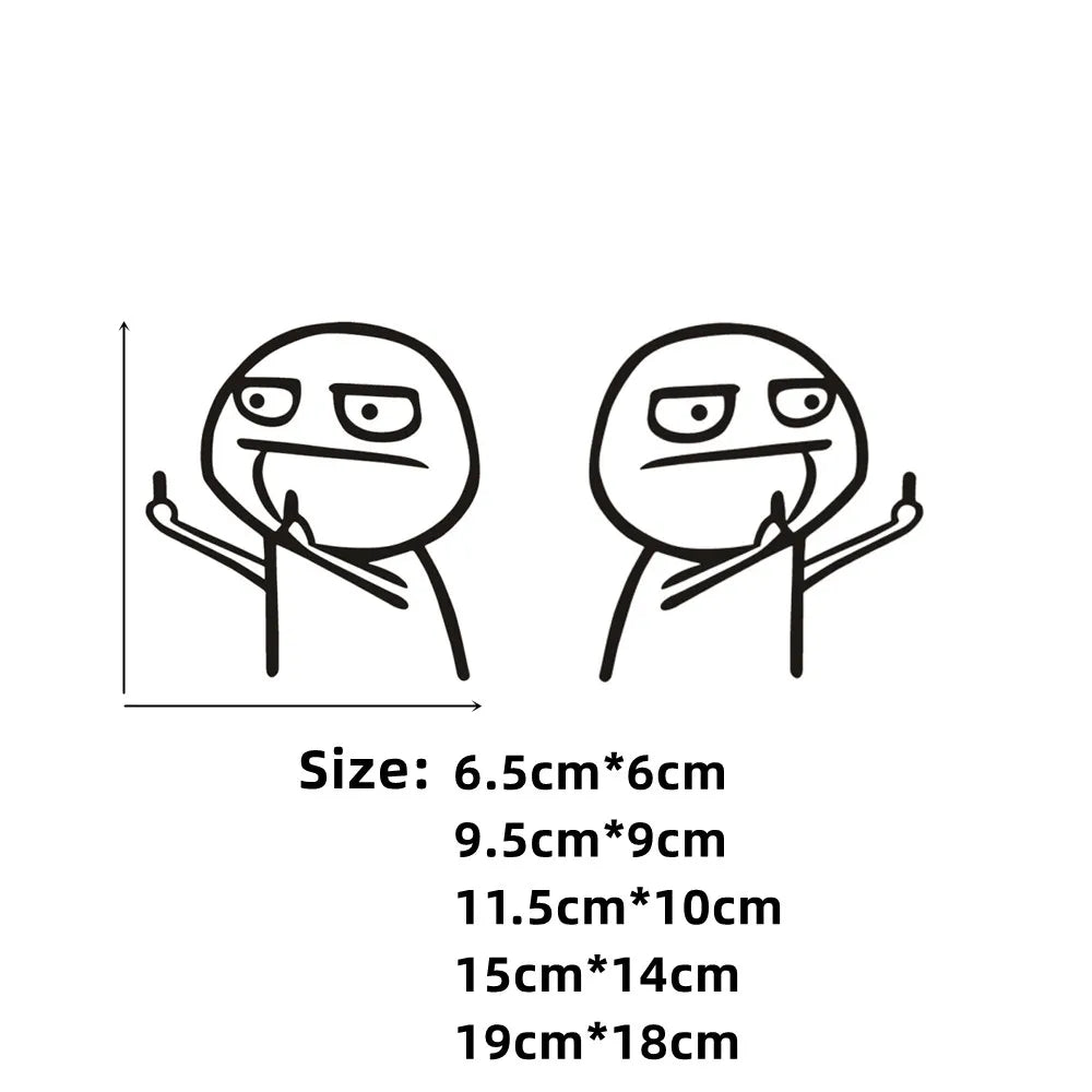 2PCS Car Stickers Middle Finger Motorcycle Helmet D2