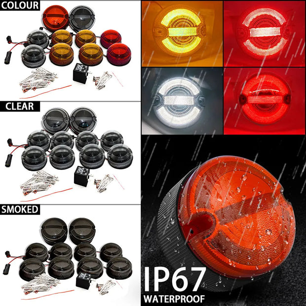 10PCs/Kit Smoke Lens  Upgrade Kit For Land Rover Defender 1990-2016