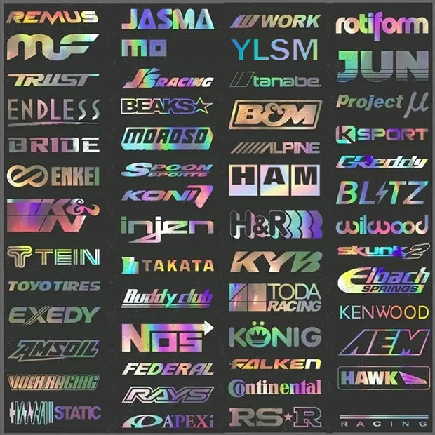 15pcs Car Stickers Set Random Styles Reflective Racing Sponsor Vinyl Decals for JDM Style Car
