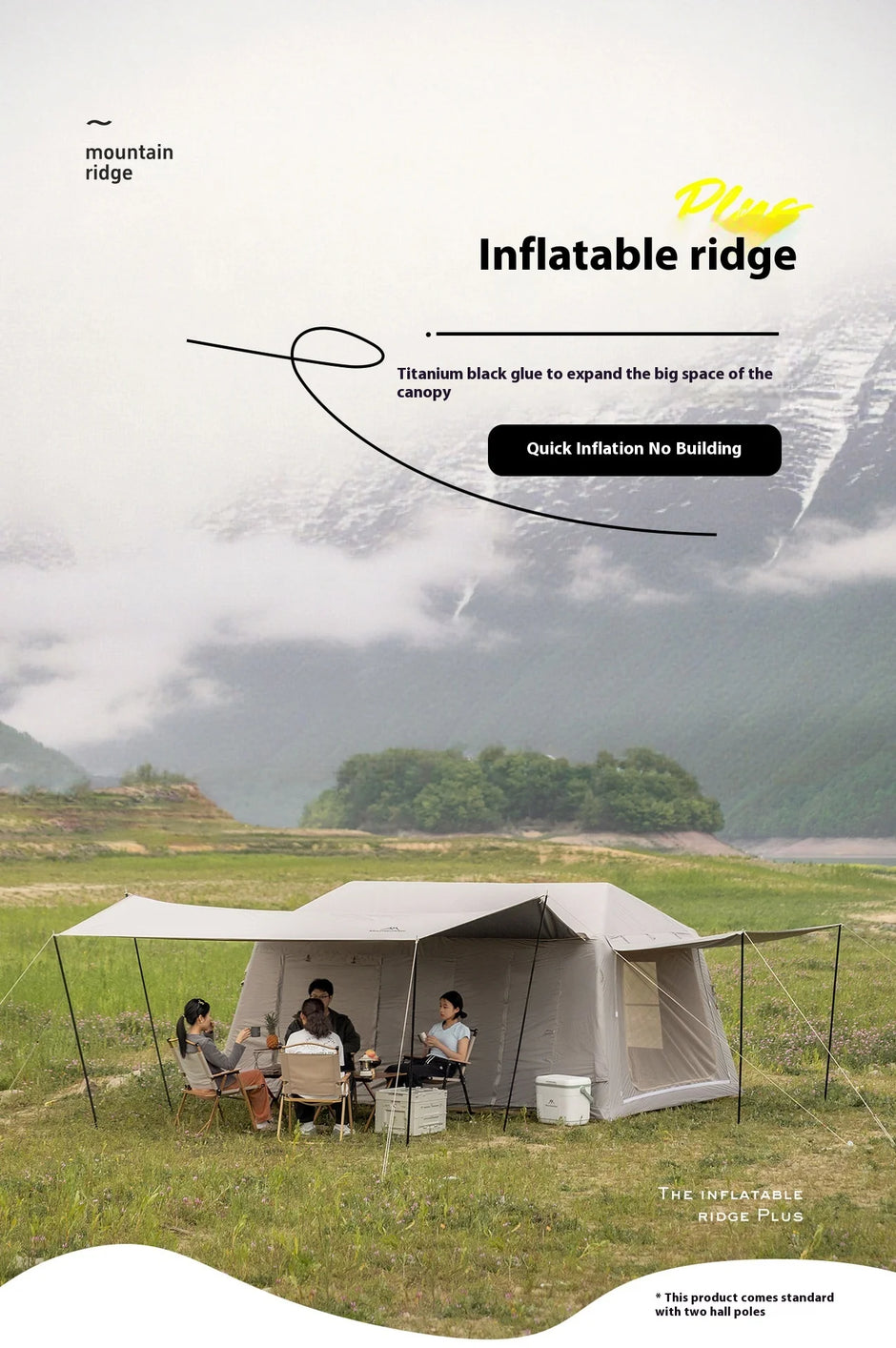 MOUNTAINHIKER Outdoor Inflatable Camping Tent – Large 5–8 Person (Hand Pump)