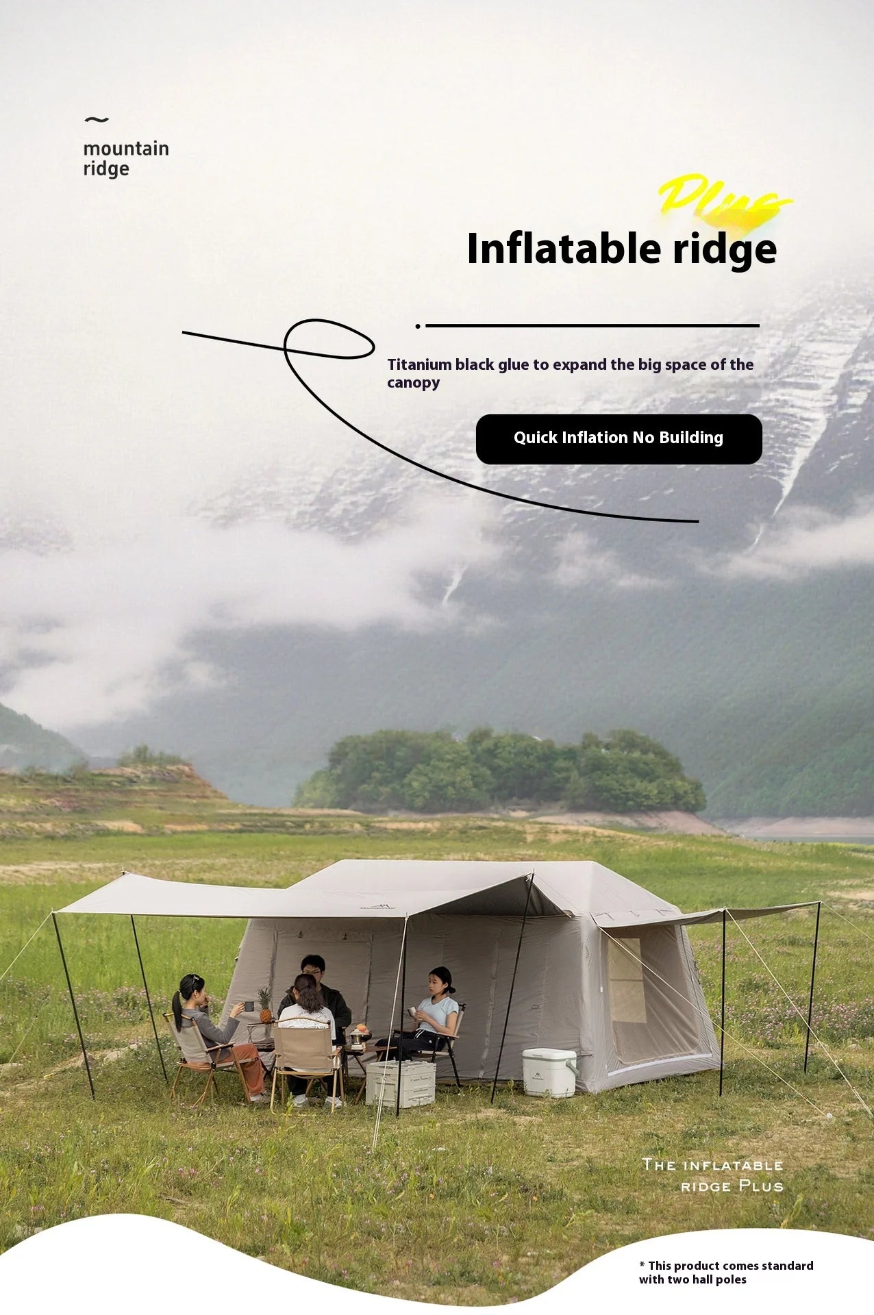 MOUNTAINHIKER Outdoor Inflatable Camping Tent – Large 5–8 Person (Hand Pump)