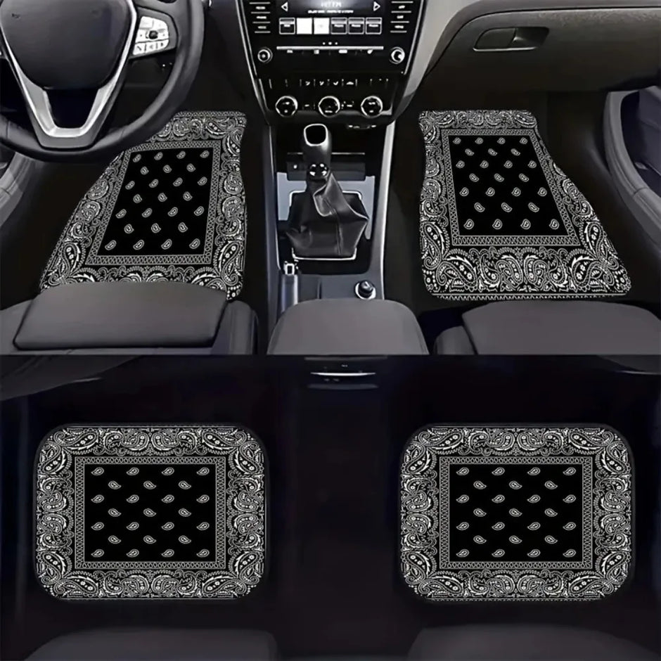 4Pcs Bohemian Car Floor Mats Back Persian Carpet