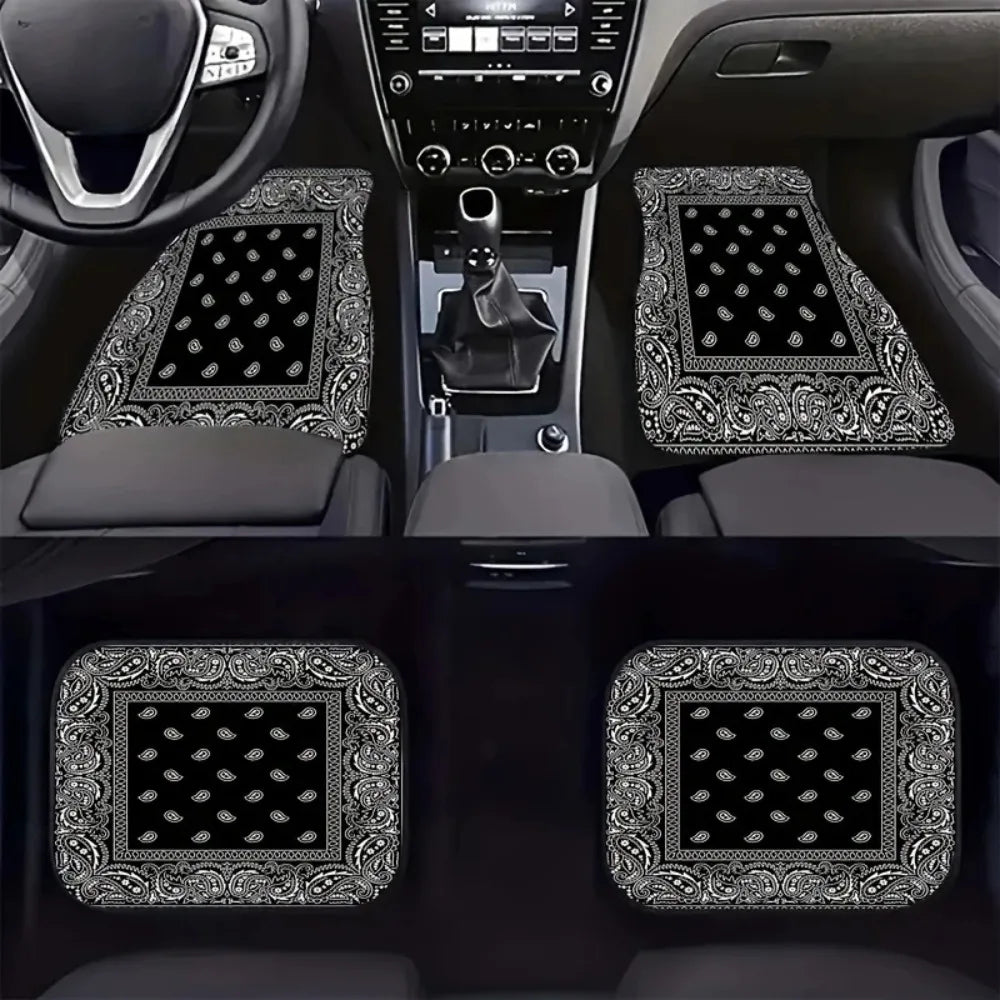 4Pcs Bohemian Car Floor Mats Back Persian Carpet