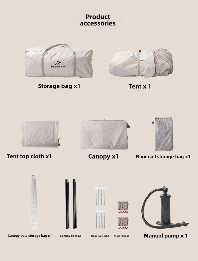 MOUNTAINHIKER Outdoor Camping Tent – Manual Inflation