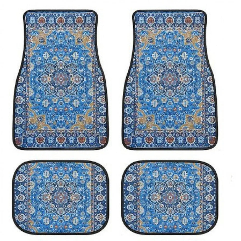 4Pcs Bohemian Car Floor Mats Back Persian Carpet