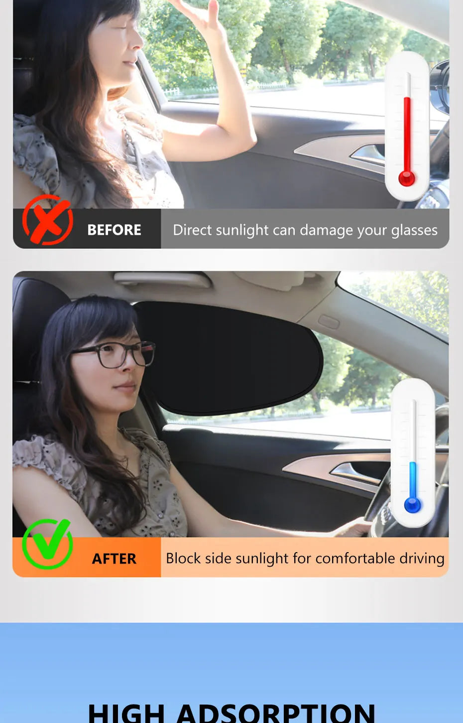 SEAMETAL Car Side Window Sunshade Protection  UV Blocking