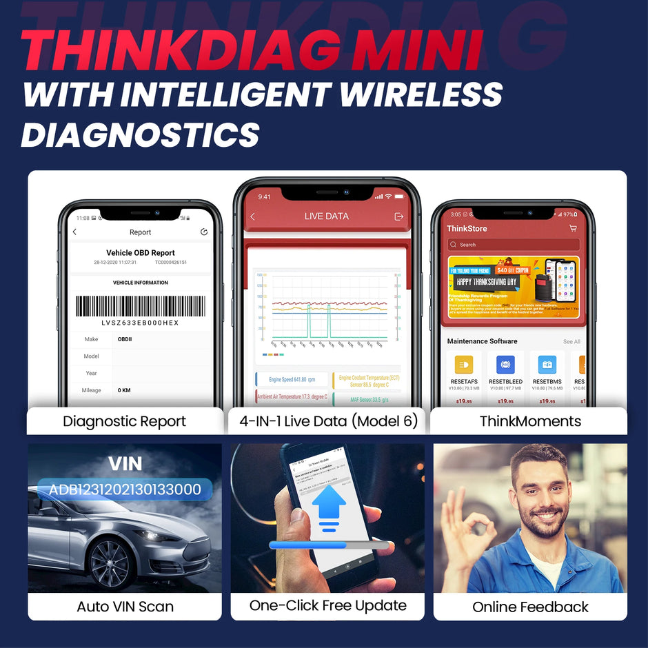 THINKCAR Mini Bluetooth OBD2 Scanner Diagnostic Tool