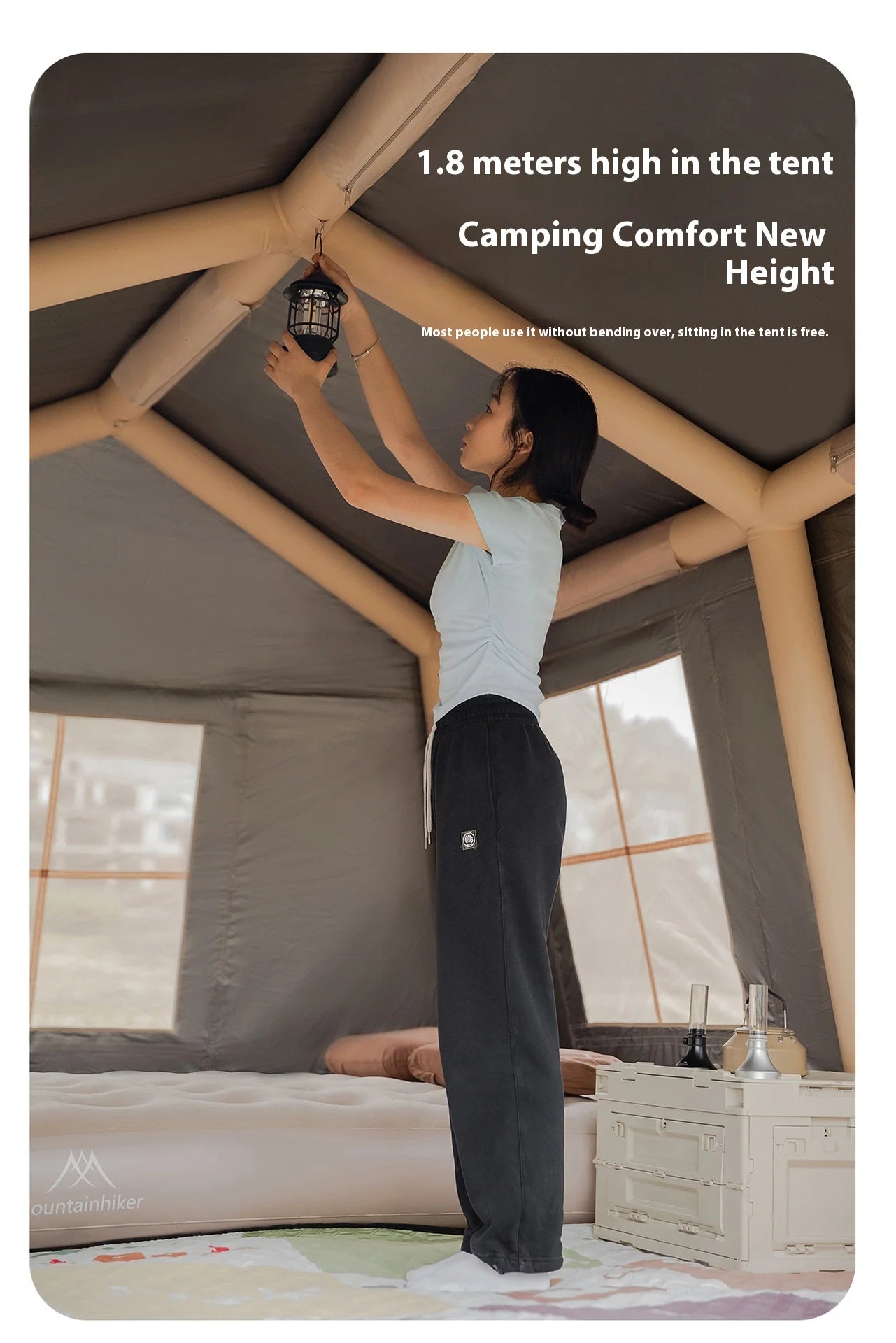 MOUNTAINHIKER Outdoor Inflatable Camping Tent – Large 5–8 Person (Hand Pump)