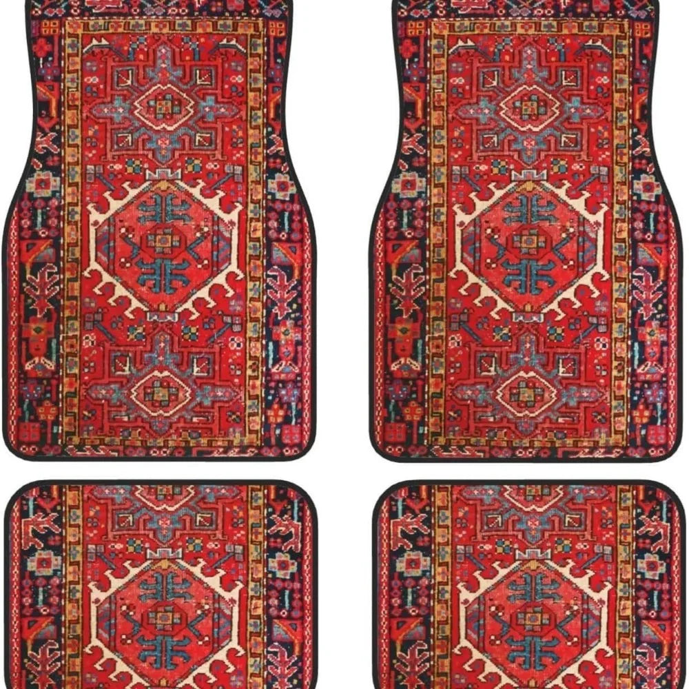 4Pcs Bohemian Car Floor Mats Anti-slip Heavy Duty Persian Carpet
