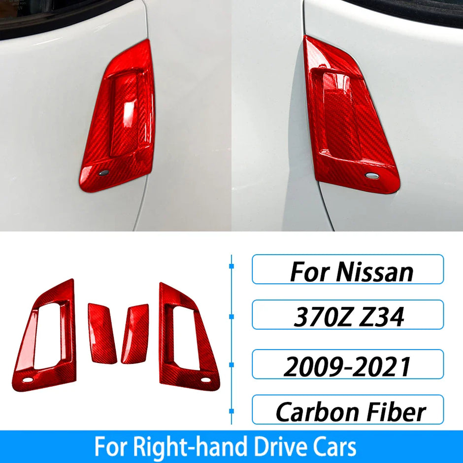 Forged Carbon Fiber Door Handle Panel Trim for Nissan 370Z Z34 (2009–2021)