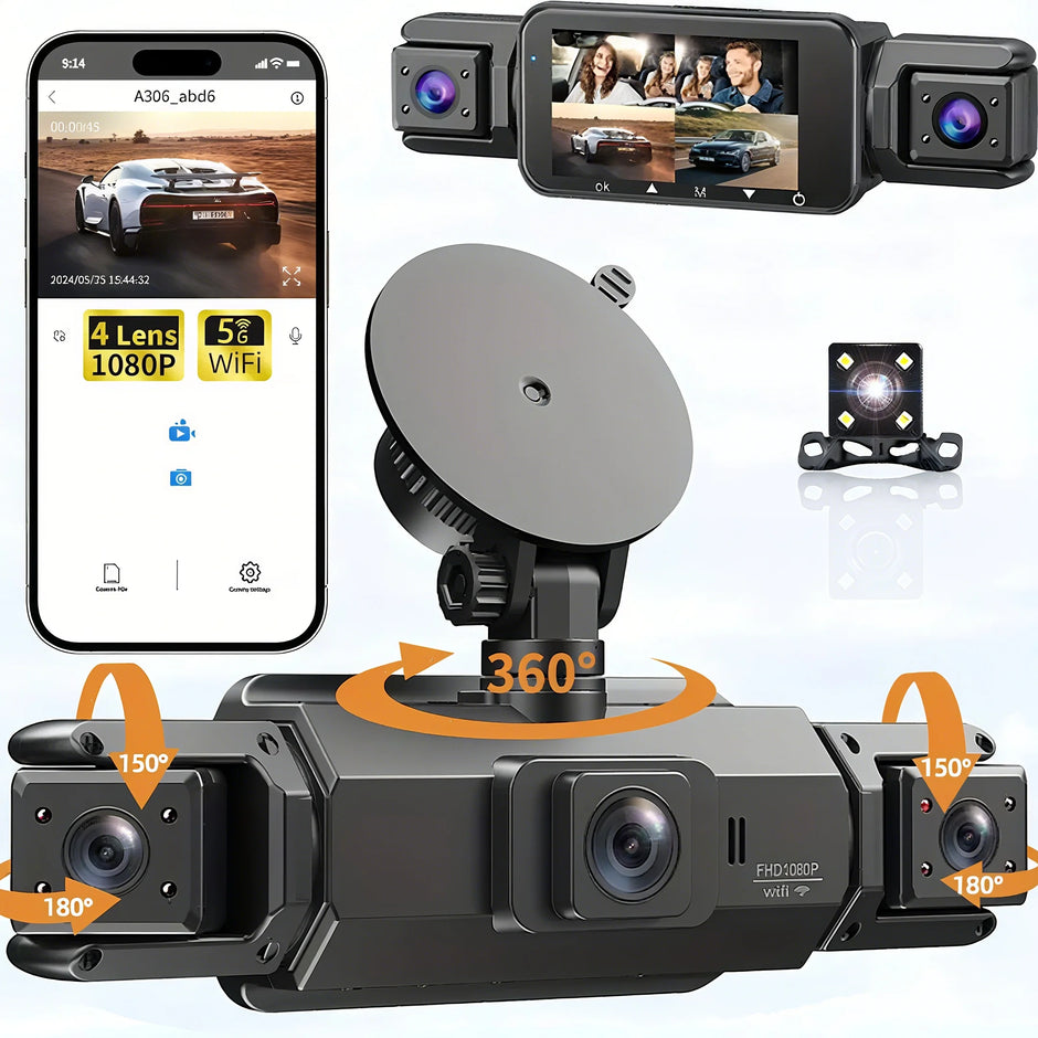 dashcam 4 channels wifi car dvr dashboard cameras