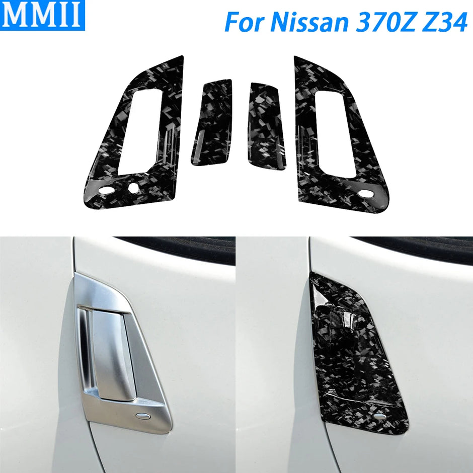 Forged Carbon Fiber Door Handle Panel Trim for Nissan 370Z Z34 (2009–2021)