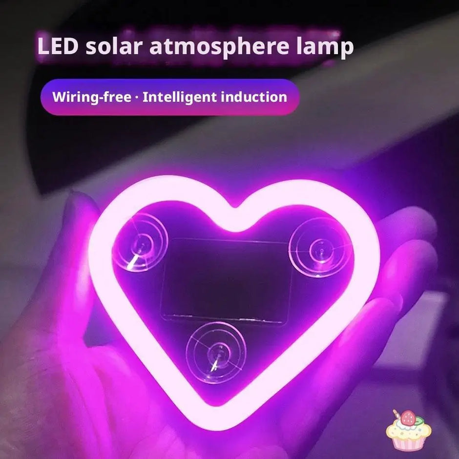Car Window LED Solar Powered Heart-shaped Neon Light
