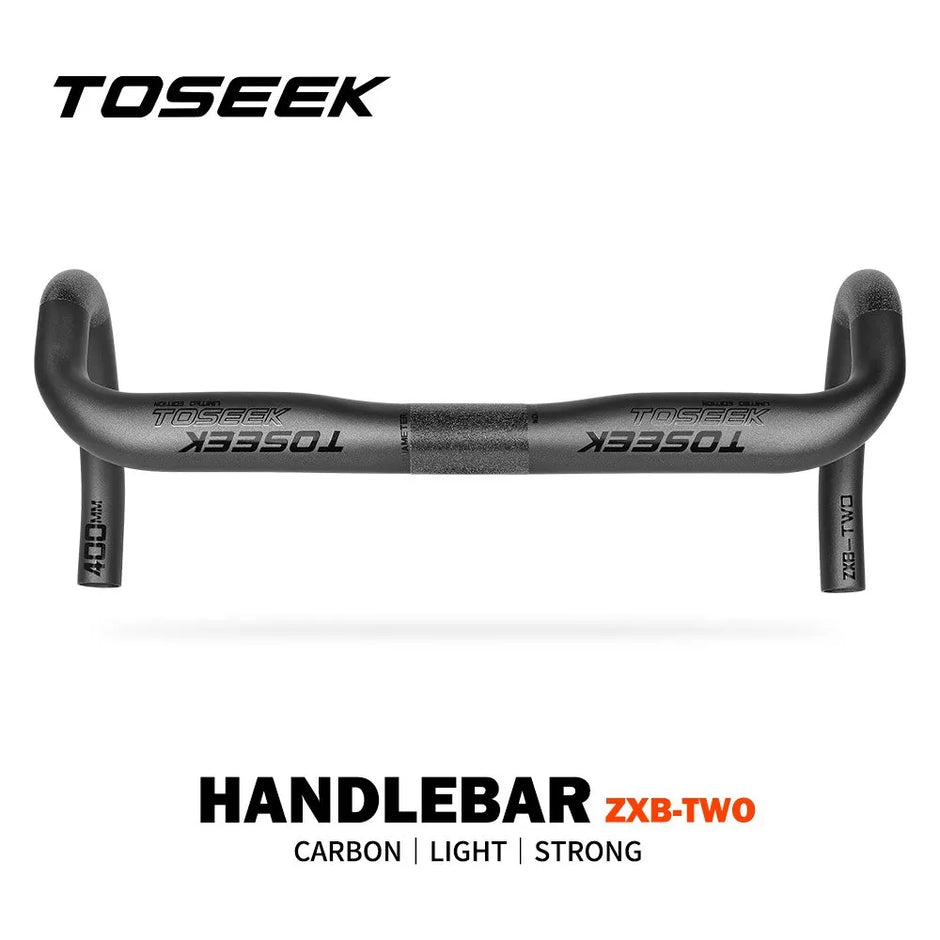 TOSEEK Full Carbon Fiber Road Bike Handlebar – Matte Black (380–440mm)