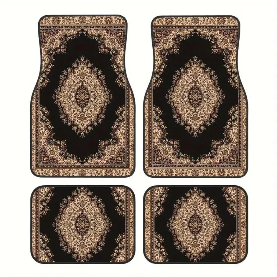 4Pcs Bohemian Car Floor Mats Anti-slip Heavy Duty Persian Carpet