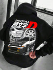 Men’s JDM Initial D Graphic Hoodie – White Oversized Streetwear